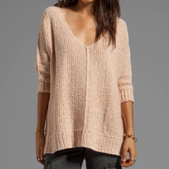 Free People sweater XS Cozy Cat chunky knit pullover oversize side split tunic - Picture 13 of 14